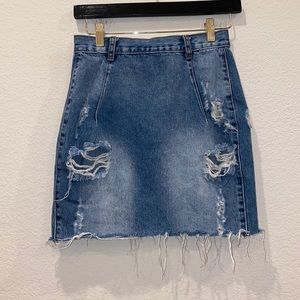 One Teaspoon Freelove Denim Skirt Distressed *Shortened* size 26